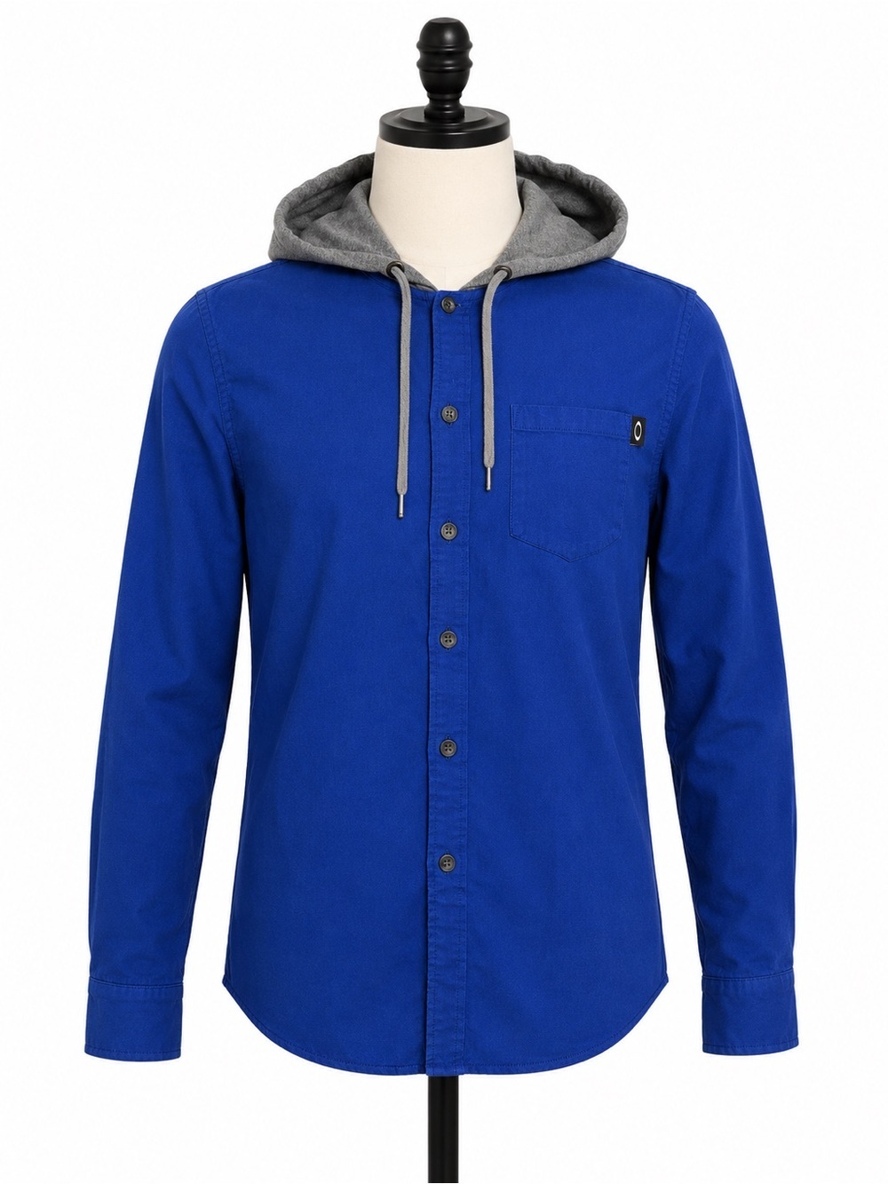 Oakley Hooded Button-Up Shirt Blue Gray Long Sleeve Men’s Medium M